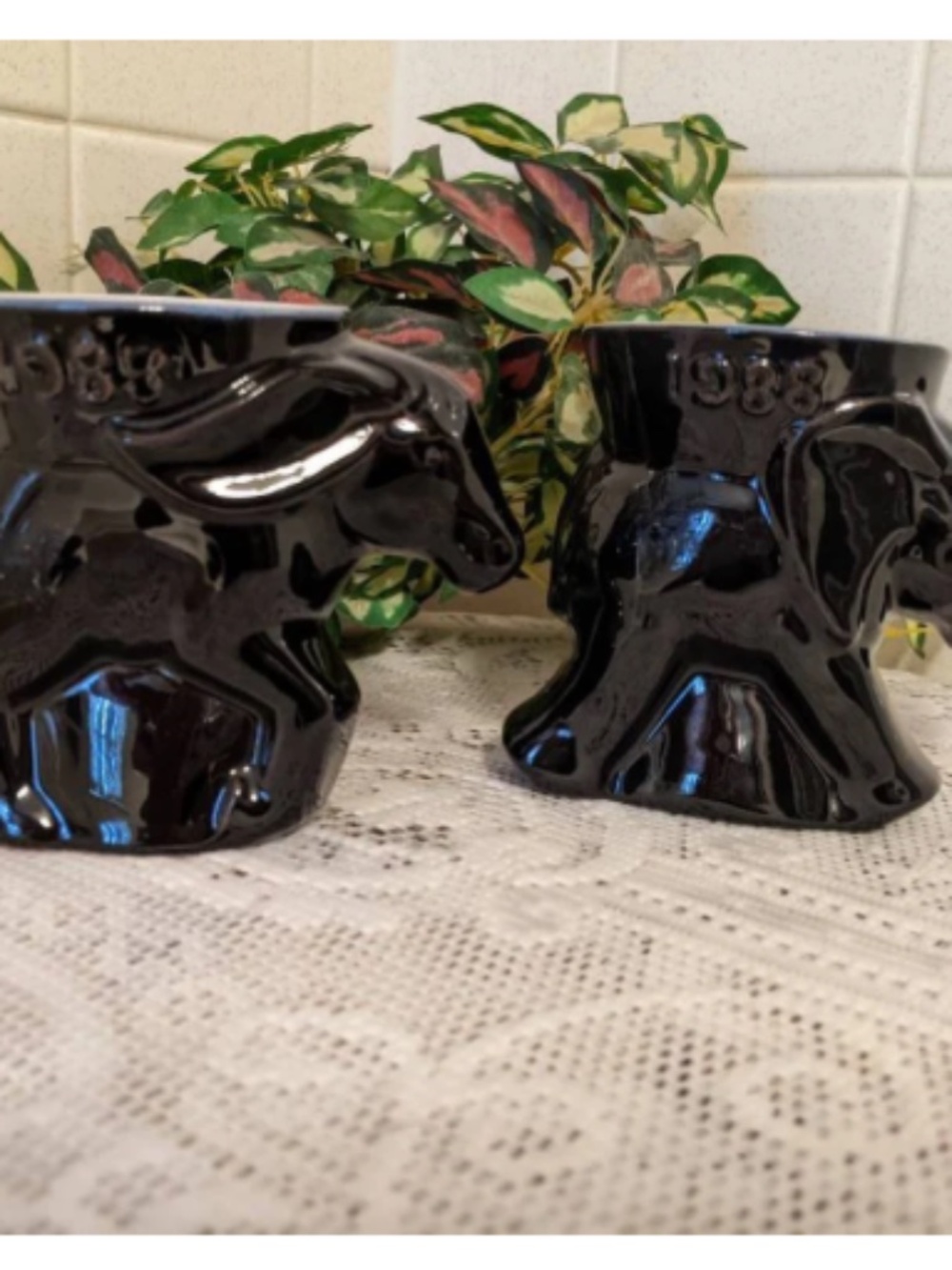 Frankoma Pottery 1988 Dem and Gop Donkey Elephant Collector Mugs Vintage